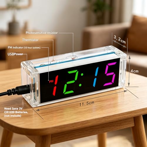 ISolderStore Soldering Practice Kits 4 Digital DIY Clock Kits Color Electronic Clock Kit Solder Practice Kit for Soldering Practice