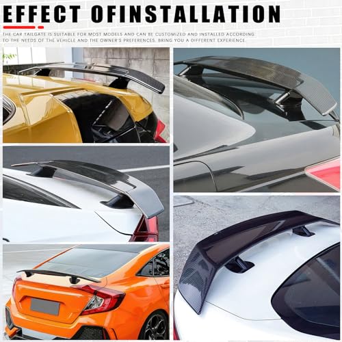 JMTBNO 46Inch Universal Rear Spoiler, Carbon Fiber ABS Sport Style Racing Spoiler Truck Wing Lightweight,Rear Trunk Spoiler Wing Lid Tail Deck Spoiler Fit for Sedan Coupe Hatchback - color: Carbon Fiber