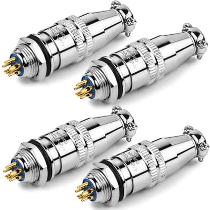 CLYXGS [4 Pack] XS10 Aviation Connector Plug & Socket, 5 Pin, Quick Push-Pull Ball Detent Locking, 10mm Panel Cutout, 6A 250V Industrial Metal Wire Connector Adapter (XS10-5P) - style: XS10-5
