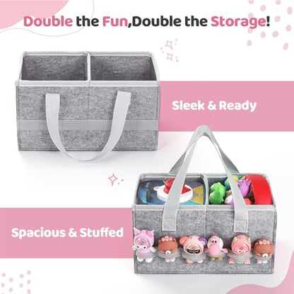 PISOSN Carrying Case for Toniebox Starter Set and Tonies Figurines, Travel Felt Cloth Musical Toy Folding Bag for Toniebox 2 & Accessories (Gray) - color: Gray