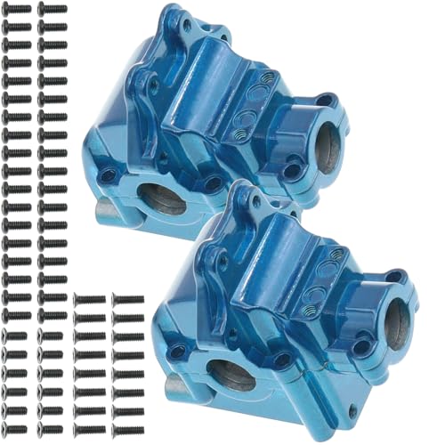 2PCS Metal Front and Rear Differential Gearboxes Housing Cover Compatible with WLtoys 1/14 144010 144001 144002 1/12 124016 124017 124018 124019 RC Car Upgrades Parts (Blue) - color: Blue