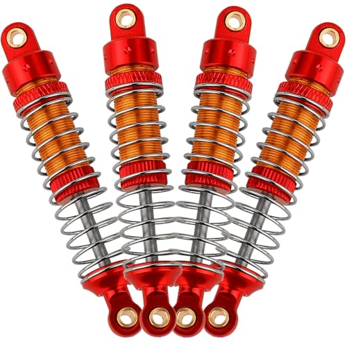 4PCS 53mm/59mm/66mm Aluminum Shocks Absorbers Oil Threaded Damper for 1/18 RC Crawler TRX4M TRX-4M Bronco Defender K10 Upgrade Parts,Silver Color Spring (59mm red) - color: 59mm red