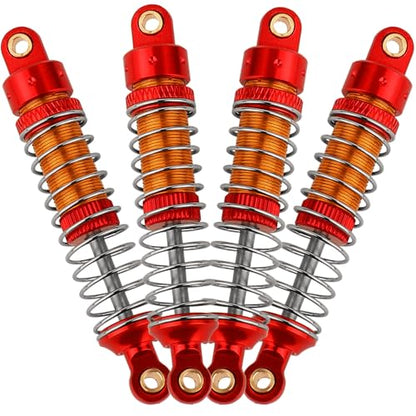4PCS 53mm/59mm/66mm Aluminum Shocks Absorbers Oil Threaded Damper for 1/18 RC Crawler TRX4M TRX-4M Bronco Defender K10 Upgrade Parts,Silver Color Spring (59mm red) - color: 59mm red