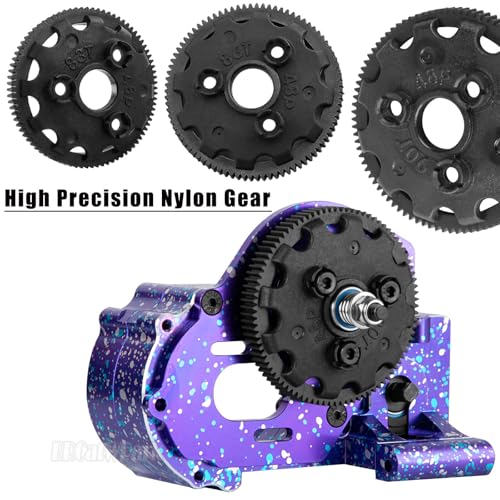 Aluminum Gearbox Transmission Case w/Spur Gear Upgrades Part for 1/10 Slash/Rustler/Stampede/Bandit 2WD (VXL) Drag Slash/Bigfoot,RC Gearbox Hops Up,Replace #9495,Colorful(Purple Blue Tone) - color: Colorful(purple Blue Tone) - (Gearbox)