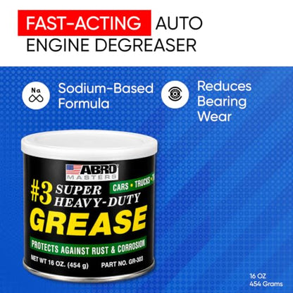 ABRO Masters #3 Wheel Bearing Grease 16 oz, Heavy-Duty Sodium-Based | Heavy-duty grease protects wheel bearings, chassis and joints under high heat and load; resists water and rust - size: Pack of 1