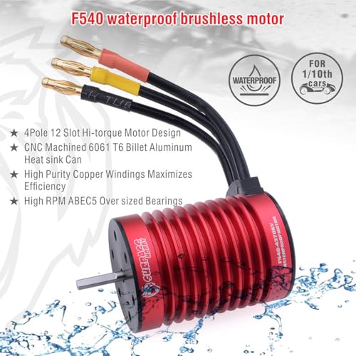 Surpass Hobby Waterproof F540 4370KV Brushless Motor Combo, 3650 Brushless Motor with 45A ESC Combo Set for 1/10 Scale RC Toys Indispensable Accessory for Modification Enthusiasts