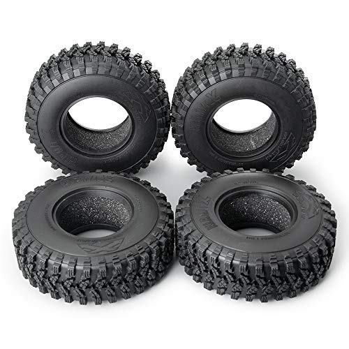 4PCS Rubber 1.9" Rocks Tires with Foam Insert for Axial SCX10,TRX4,SCX10-II,SCX10-III D90 D110 Redcat Gen7 Gen8 1/10 RC Crawler Car