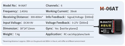 MEUS Transmitter 2 Receivers Orange+Receiver 6CH w/Gyro