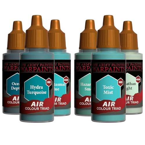 The Army Painter, Air Triads Turquoise, 6 x 18 ml, airbrush-ready | Pre-thinned Acrylic spray gun paints - Paint sprayer paint for D&D & Warhammer Miniatures - color: Turquoise