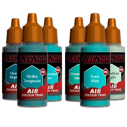 The Army Painter, Air Triads Turquoise, 6 x 18 ml, airbrush-ready | Pre-thinned Acrylic spray gun paints - Paint sprayer paint for D&D & Warhammer Miniatures - color: Turquoise