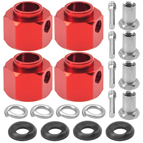 ShareGoo Aluminum RC 12mm Hex Extended Wheel Hex Hub Extension 9mm Offset Spacers Compatible with Traxxas TRX4 TRX6 1/10 RC Crawler (9mm, Red) - color: Red, size: 9mm