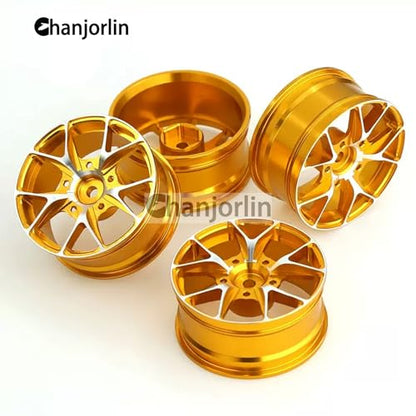 1/10 On Road Drift Wheels Rims Hex 12mm RC Aluminum Alloy Rally Racing Hubs for 1:10 Scale Touring Street Car Tires Tamiya TT01 TT02 HSP 2S 3S Brushless HPI KYOSHO XV02 XV01 4PCS (Gold) - color: Gold