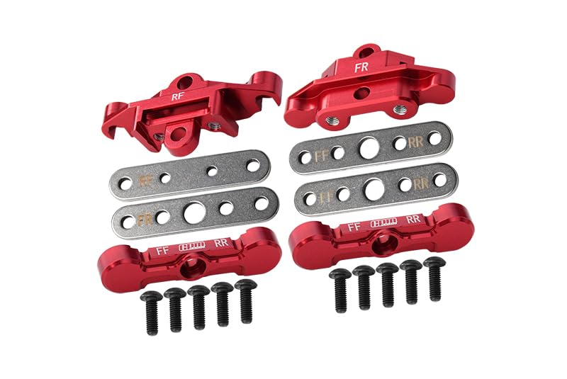 GPM 7075 Alloy Front & Rear Tie Bar Mounts & Suspension Pin Retainers for TRAXXAS 1/10 4Wd Maxx Monster Truck -89076-4 - color: Red