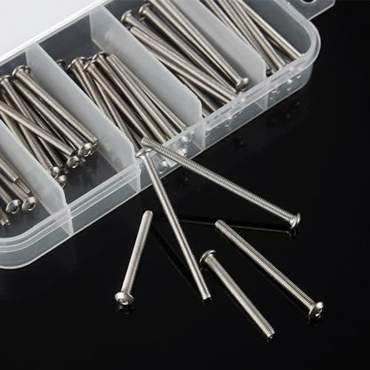 M3 x 30mm 35mm 40mm 45mm 50mm Button Head Socket Cap Screws Bolts, Stainless Steel 304, Metric Allen Hex Drive, Bright Finish, Fully Threaded, Assortment Kit 75PCS - size: Button M3x30-50 mm