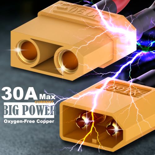 12AWG XT90 to XT60 Adapter XT60 to XT90 Cable (4 Pack) | XT60 to xt90 male female for RC Lipo Battery Drone xt60 male to xt90 female xt90 male to xt60 female - size: XT90-XT60