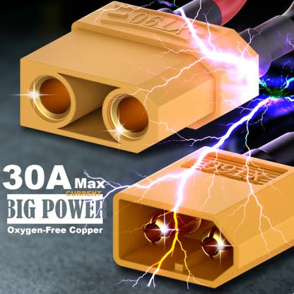 12AWG XT90 to XT60 Adapter XT60 to XT90 Cable (4 Pack) | XT60 to xt90 male female for RC Lipo Battery Drone xt60 male to xt90 female xt90 male to xt60 female - size: XT90-XT60