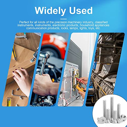 NINDEJIN 580 PCS M2 M3 M4 M5 Metric Hex Socket Button Head Screw Bolts Kit | 304 Stainless Steel, Machine Screw, Bolts Nuts Flat Washers Wrenches Screw Set, Resistant to Rust, Corrosion, Replace Screws - size: 580 Hex Flat Head Socket Screws Nuts