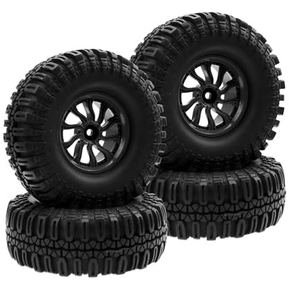 RC 1.9" RC Tires and Wheel Nylon Rims 12mm Hex Hub OD 106mm/4.25" Rubber Tyre 10-Spoke Compatible with 1/10 Axial SCX10 RC4WD D90 Tamiya CC01 TF2 Traxxas TRX4 RC Crawler (Black) - color: Black