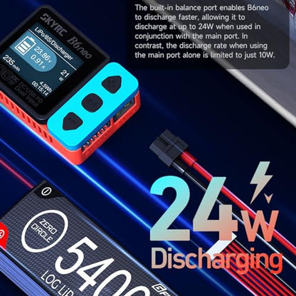 GoolRC B6neo Smart Charger Lipo Battery Charger, DC 200W PD 80W Battery Balance Charger Discharger for 1-6s LiPo/Life/LiIon/LiHV Battery, 1-15s NiMH/NiCd Batteries (Black) - color: Black