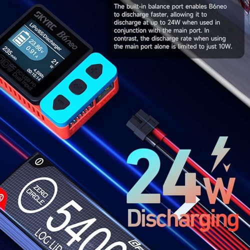 GoolRC B6neo Smart Charger Lipo Battery Charger, DC 200W PD 80W Battery Balance Charger Discharger for 1-6s LiPo/Life/LiIon/LiHV Battery, 1-15s NiMH/NiCd Batteries (Blue) - color: Blue