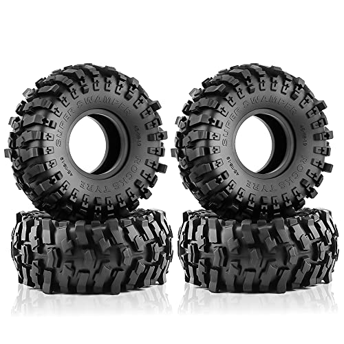 1.9 Crawler Tires 1/10 RC Soft Rubber Mud Tyres 118mm With Foam Insert For RC Crawler Car Traxxas TRX4 Axial SCX10 SCX10 II RC4WD D90 D110 TF2 Tamiya CC01 Gen8 1.9 Beadlock Wheel Rims 4PCS