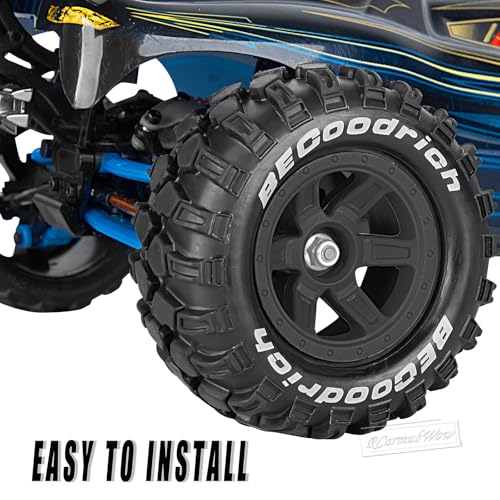 RC Wheels and Tires Off-Road Buggy Tires for 1/12 1/14 1/16 RC Off Road Monster Truck E-REVO Summit REDCAT HPI SAVAGEGT-2XS Volcano-16,1/12 1/14 1/16 Wheels Tires Set Pre-glued,Black - color: Black(4pcs)