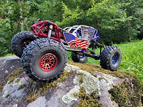 Treal Aluminium 2.2 Beadlock Wheels Rims(2) pcs Fit RC Crawler Mud Truck 2.2 Tires (Red) - color: Red