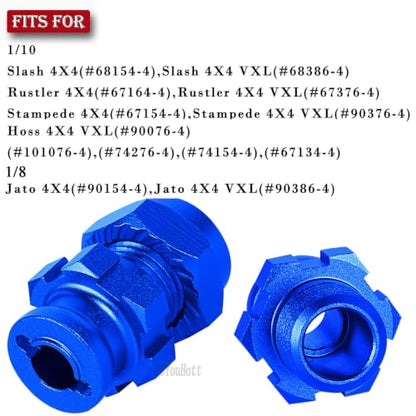 RC Upgrades Part Aluminum 17mm/12mm Wheel Hex/Nuts/Wheel Wrench for 1/8 Jato 4X4,1/10 Rustler/Slash/Stampede/Hoss 4X4 4WD VXL,Hex Hub Adapters Hops Up,Navy Blue(#9069#9086) - color: Navy Blue-(for 1/10）
