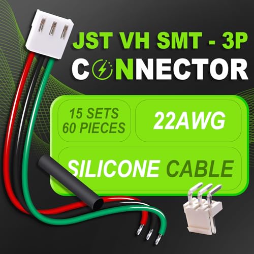 15 Sets/60 Pcs JST VH SMT 3.96mm 3 Pin 22AWG Silicone Connector Kit | Premium Automotive Wiring, Heavy Duty Terminals, Reliable Circuit Board, High Temperature Housing, Easy Project Assembly - size: 3-Pin, style: JST-VH-SMT