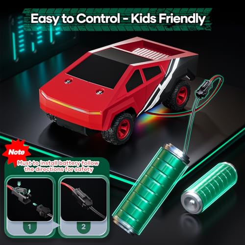 HOMETALL Remote Control Car RC Trucks - 2WD RC Truck Toy RC Cars for All Terrain, 1/24 Scale Pick-up Hobby Monster Truck Toys 2.4GHz Off-Road Vehicles Kids Gifts for Boys/Girls Age 3+, Red - color: Red