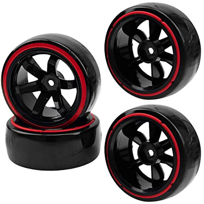 1/10 RC Drift Car Tires Hard Plastic Tyre & 12mm Hex Hub Wheel Rims 6 Spoke & 1/10 RC Drift Car Tires Hard Plastic Tyre & 12mm Hex Hub Wheel Rims 6 Spoke