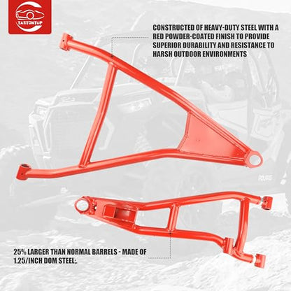 High Clearance Front Upper & Lower A-Arms for Can-Am Maverick X3 72" Body, Heavy-Duty 1.25" Tubular Steel, Adjustable Camber, Reinforced Suspension Arms Kit, Red - size: For 72" Can-Am, style: Front