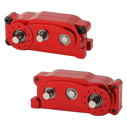 All Metal Front Planetary Motor Transmission Prefixal Gearbox Transfer Case with Hardened Steel Drive Shaft for 1/10 RC Crawler Car Axial SCX10 & SCX10 II 90046 Upgrade Parts (red) - color: Red