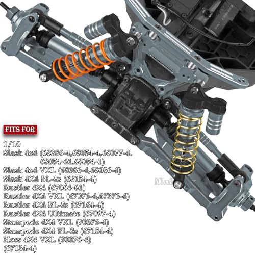 RC Upgrades Part for 1/10 Slash/Rustler/Stampede/Hoss 4x4 4WD VXL,Arm/Shocks/Caster Block,Steering Blocks,Stub Axle Carriers,Steering Bellcranks/Drive Shaft,Shock Tower/Links,Titanium - color: Titanium-(for 1/10）