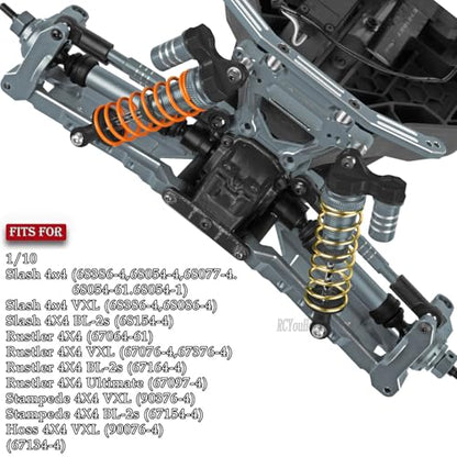 RC Upgrades Part for 1/10 Slash/Rustler/Stampede/Hoss 4x4 4WD VXL,Arm/Shocks/Caster Block,Steering Blocks,Stub Axle Carriers,Steering Bellcranks/Drive Shaft,Shock Tower/Links,Titanium - color: Titanium-(for 1/10）