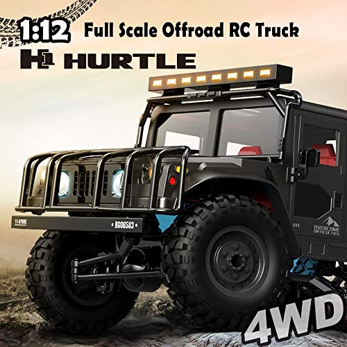 Remote Control Car 1/12 Scale, 4WD High Speed RC Car, Remote Control Truck Off Road, RC Rock Crawler, Hobby Grade All Terrain Vehicle with Metal Chassis Drive Shaft 2.4GHz RTR for Adults