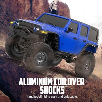 1/24 RC Crawler 4WD Off Road All Terrain RC Monster Truck Rock Climbing with led Light Waterproof Hobby Grade Toys with 2 Batteries for Adults (Blue) - color: Blue