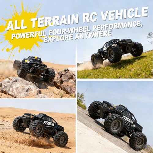 A ALPHA Brushless RC Monster Truck with Metal Drivetrain & ESP Stability, Upgrade-Free 1/12 4WD RC Truck Built for Repeated High-Speed Runs