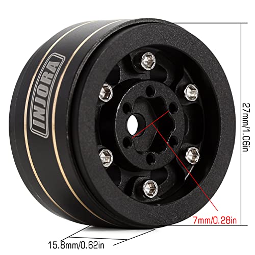 INJORA Brass 1.0 Beadlock Wheel Offset -3.15mm for 1/18 1/24 RC Crawler - color: Black