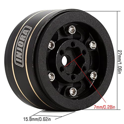 INJORA Brass 1.0 Beadlock Wheel Offset -3.15mm for 1/18 1/24 RC Crawler - color: Black