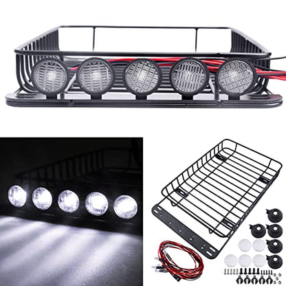 RC Body Reamer w/Curved & Straight Scissors & RC Roof Rack Luggage with LED Lights Set for TRX-4 Axial SCX10 Redcat Gen 8