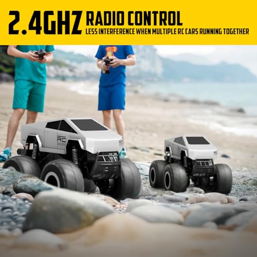 STEMTRON 1:16 Waterproof Cyber Truck Amphibious RC Car 4WD for Water & Land | Remote Control Cars 2.4GHz All Terrain 360° Rotatable,monster truck toys Gifts for Kids Boys Girls