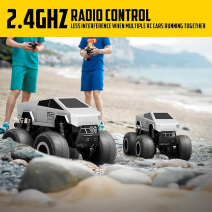 STEMTRON 1:16 Waterproof Cyber Truck Amphibious RC Car 4WD for Water & Land | Remote Control Cars 2.4GHz All Terrain 360° Rotatable,monster truck toys Gifts for Kids Boys Girls