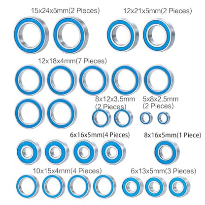 27PCS Rubber Blue Sealed Ball Bearing Kit for Tra-xxas Maxx 4S | (V1 and V2) & 89076-4 RC 1/10 Crawler Car Upgrade Parts