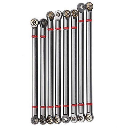 8Pcs Aluminum Alloy Chassis Link Rod for 1/10 Scale SCX10, 313mm Wheelbase, Remote Control Crawler Car, Superior Material Upgrade, Compatible with 4-Link Front and Rear Axle