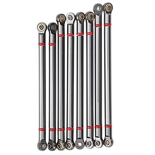 8Pcs Aluminum Alloy Chassis Link Rod for 1/10 Scale SCX10, 313mm Wheelbase, Remote Control Crawler Car, Superior Material Upgrade, Compatible with 4-Link Front and Rear Axle