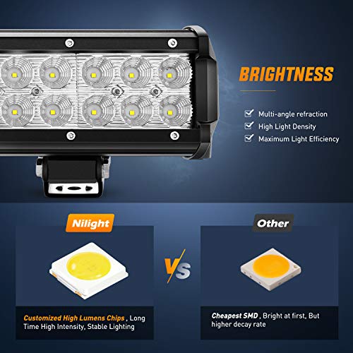 Nilight - ZH405 LED Light Bar 25Inch 162W Spot Flood Combo Led Off Road Lights with Wiring Harness Kit, 2 Years Warranty