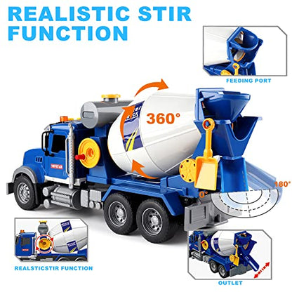 Dwi Dowellin Toddler Trucks Toys for Boys Age 1-3 3-5,Big Cement Mixer Truck with Lights and Sounds,Kids Boy Toys Christmas Birthday Gift Car - style: mixer tuck