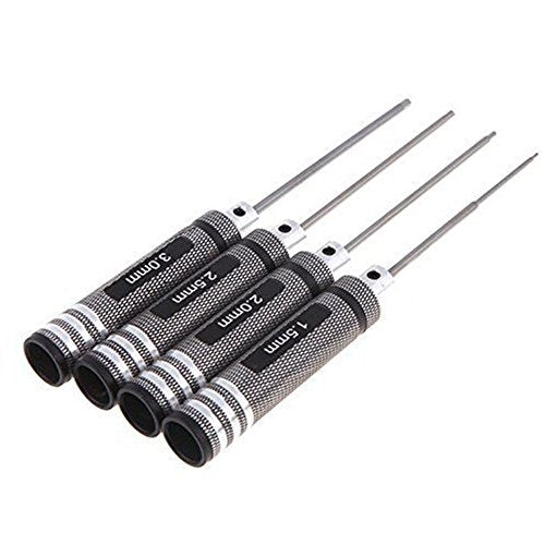 Share Goo H1.5mm 2.0mm 2.5mm 3.0mm Handle Allen Hex Screwdrivers Key Driver Tool Kit Compatible with RC Car Truck FPV Helicopter Drone(Black) - color: Black