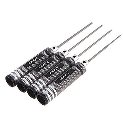 Share Goo H1.5mm 2.0mm 2.5mm 3.0mm Handle Allen Hex Screwdrivers Key Driver Tool Kit Compatible with RC Car Truck FPV Helicopter Drone(Black) - color: Black